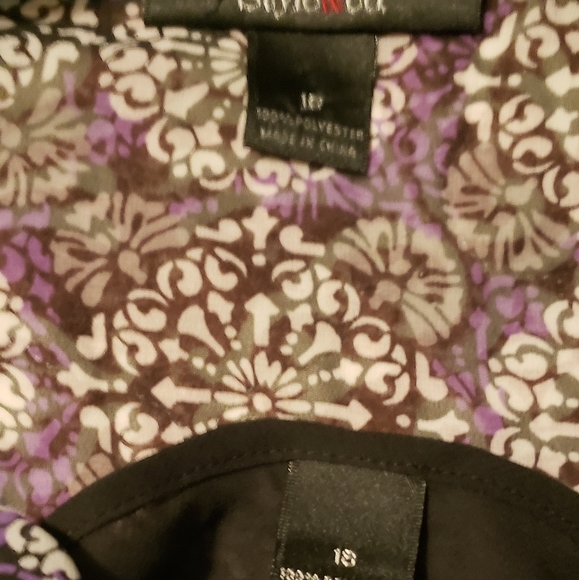 Style & Co black purple blouse w camisole and belt - Picture 2 of 2
